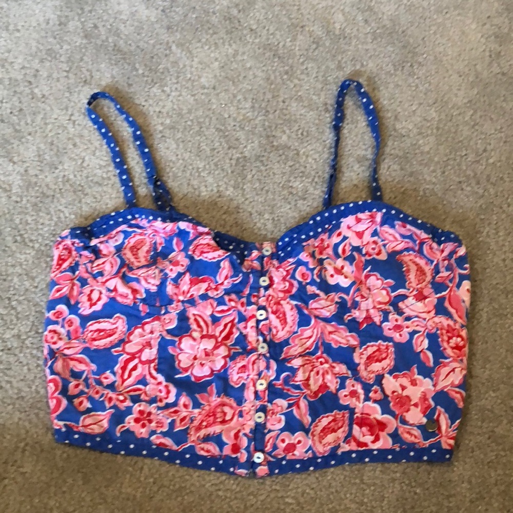 Fun Patterned Cropped Tank  with polka dot detail